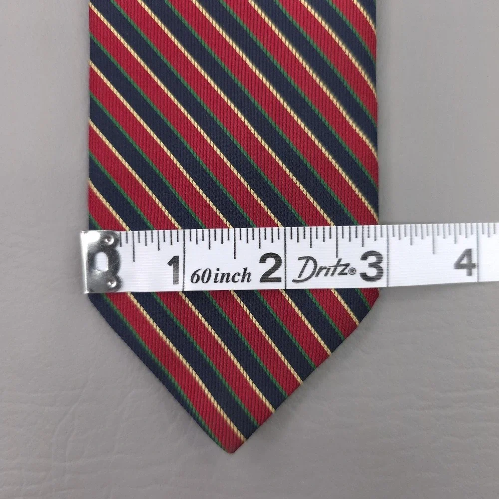 Vintage Pride Of England Tie Mens One Size Red Polyester Repp Striped Short